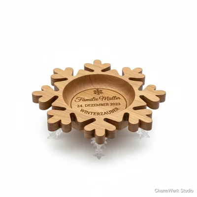 CNC-Schneeflocken-Schale mit graviertem Boden