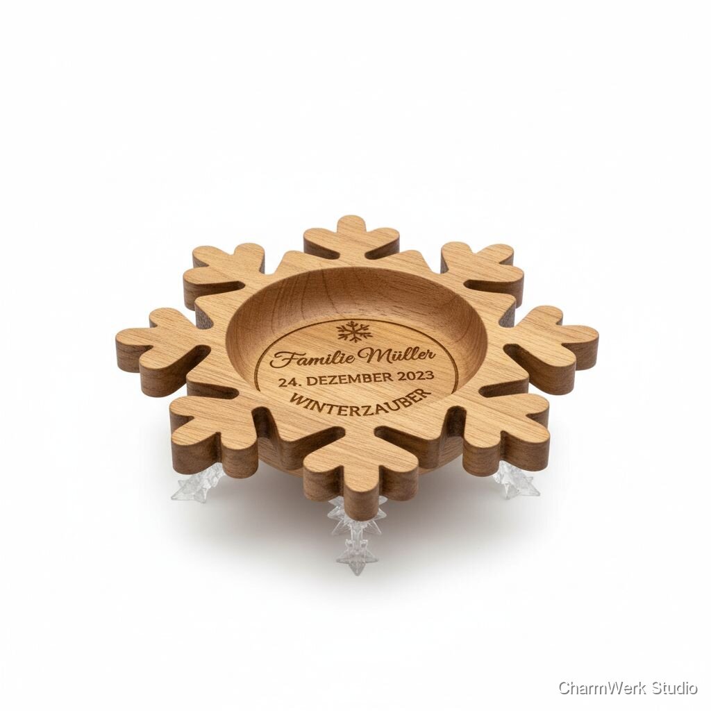 CNC-Schneeflocken-Schale mit graviertem Boden