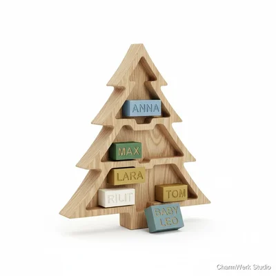 CNC-Tannenbaum-Puzzle mit 3D-Namensstücken