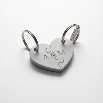 Paar-Schlüsselanhänger als Puzzle-Hälften