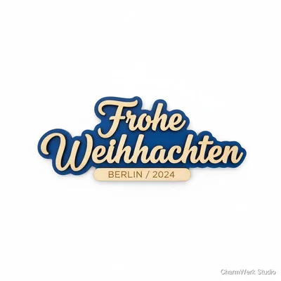 CNC-Schriftzug „Frohe Weihnachten“ mit 3D-Schattenlage