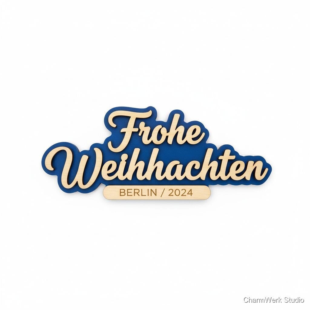 CNC-Schriftzug „Frohe Weihnachten“ mit 3D-Schattenlage