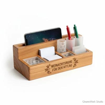 Weihnachts-Desktop-Organizer mit 3D-Schlitzen und Gravur
