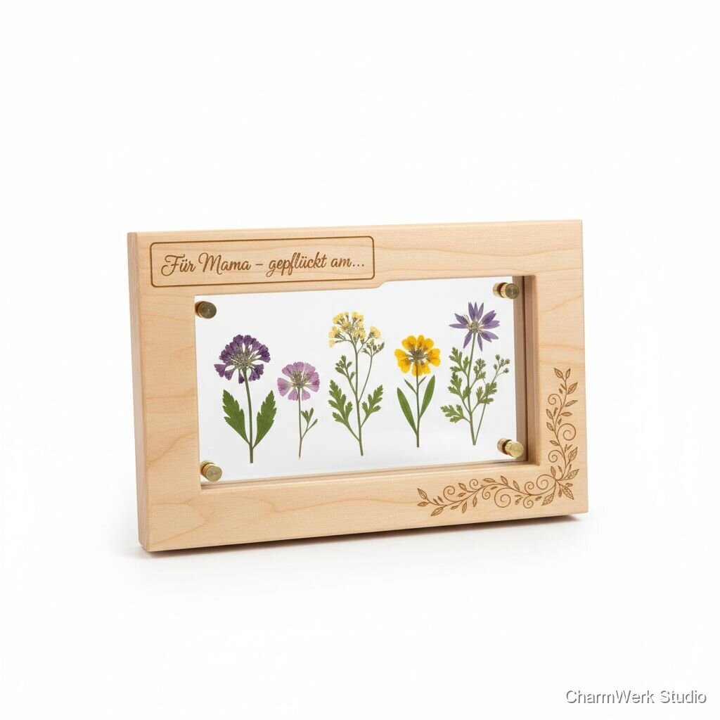 Personalisierter Blumenpress-Rahmen mit Gravur
