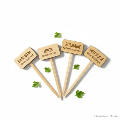 Gravierte Küchenkräuter-Schilder im Set (5 Stück)