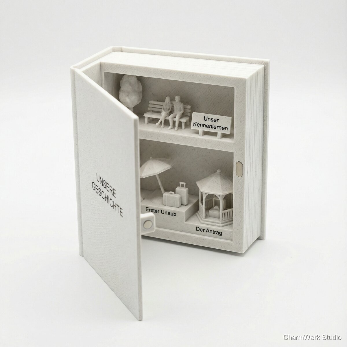 Mini-„Unsere Geschichte“-Buch als Klapp-Diorama - Seitenansicht