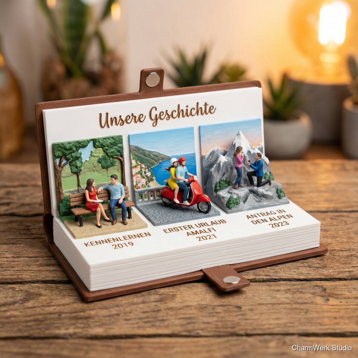 Mini-„Unsere Geschichte“-Buch als Klapp-Diorama - Detailansicht