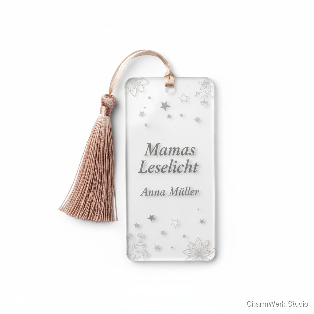 Graviertes Acryl-Lesehilfe-Bookmark „Mamas Leselicht“