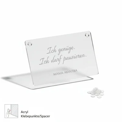 Gravierte „Mama-Mantra“-Karte aus Acryl für den Spiegel