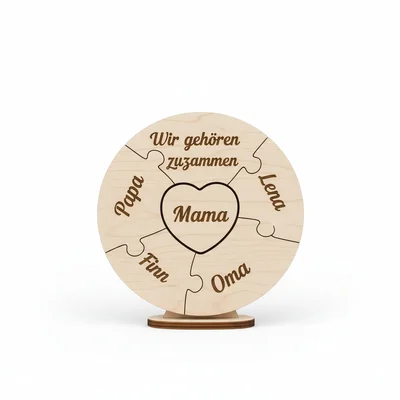 Graviertes Holz-Puzzle „Wir gehören zusammen“ (Familienpuzzle)