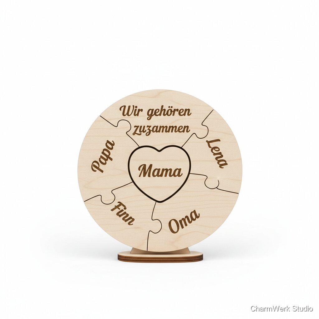 Graviertes Holz-Puzzle „Wir gehören zusammen“ (Familienpuzzle)