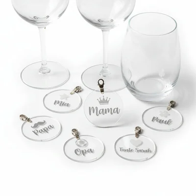 Acryl-Getränkemarker „Mamas Runde“ (Set für Gläser)