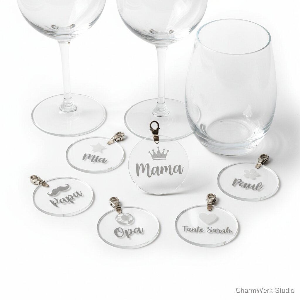 Acryl-Getränkemarker „Mamas Runde“ (Set für Gläser)