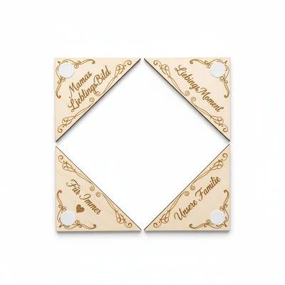 Gravierte Holz-Fotoecke „Mamas Lieblingsbild“ zum Kleben