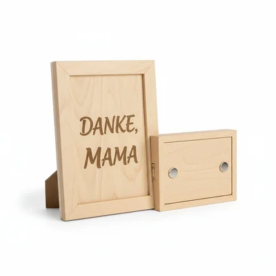 Gravierter „Danke-Mama“ Bilderrahmen mit Geheimfach