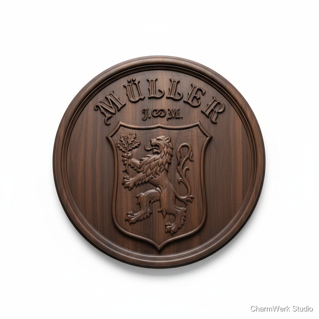 CNC-gefrästes Familienwappen als Wandrelief