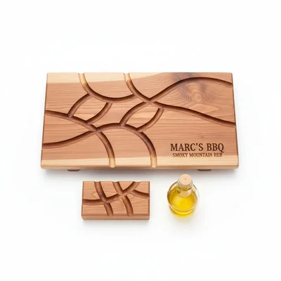 Räucherbrett-Set mit gefrästen Aromakanälen