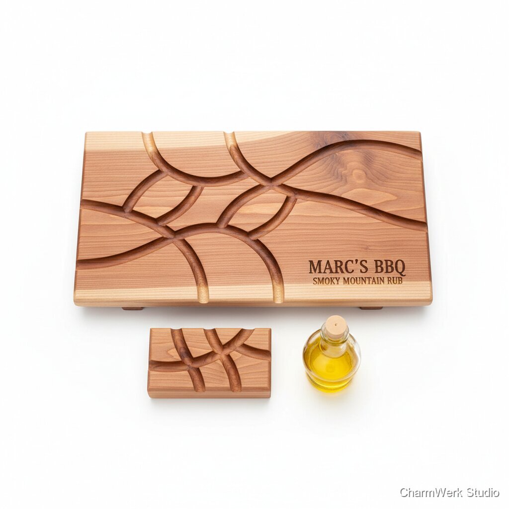 Räucherbrett-Set mit gefrästen Aromakanälen