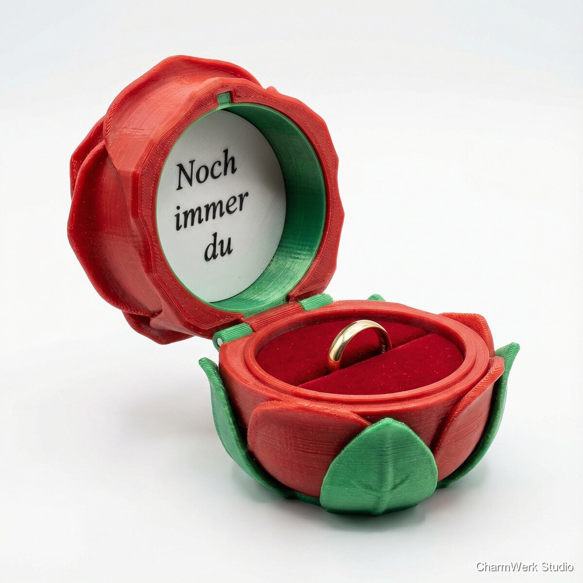 Rosenbox mit versteckter Liebesbotschaft - Seitenansicht