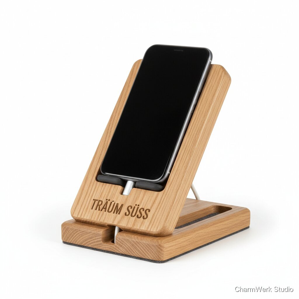 CNC-gefräster Handy-Dock mit Kabelkanal