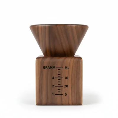 Kaffeefilter-Halter aus Holz mit Maß-Skala