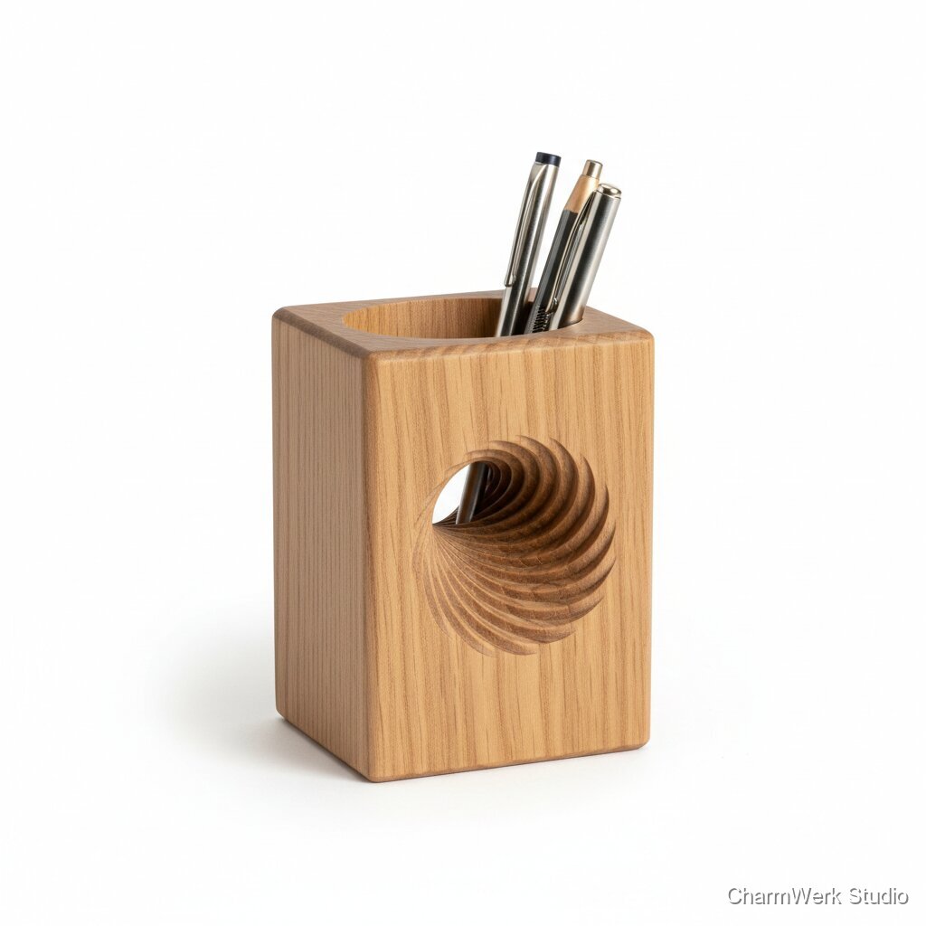 CNC-gefräster Stiftehalter mit Spiral-Innenprofil