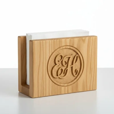 Serviettenhalter mit gefrästem Monogramm-Rahmen