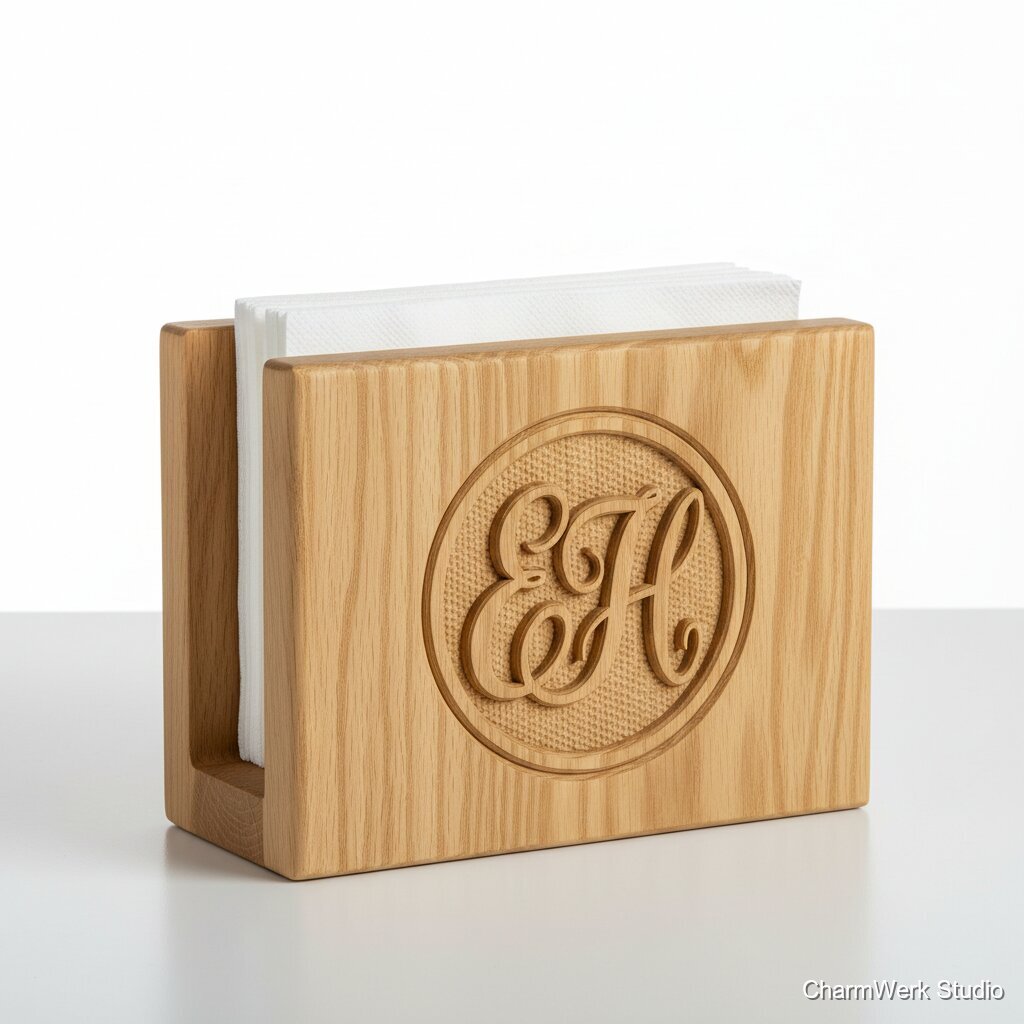 Serviettenhalter mit gefrästem Monogramm-Rahmen