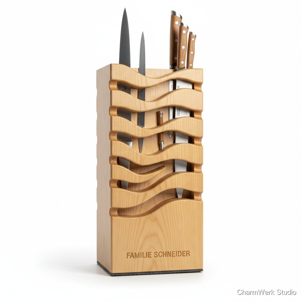 CNC-gefräster Messerblock als Steckwellen-Design