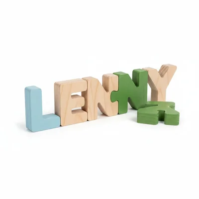 Puzzle-Namensschild als 3D-Holzschriftzug