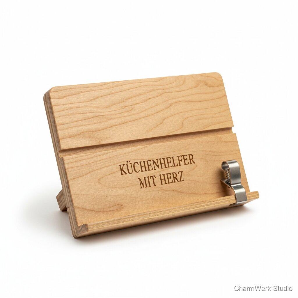 CNC-gefräste Kochbuchstütze mit Seitenklemme