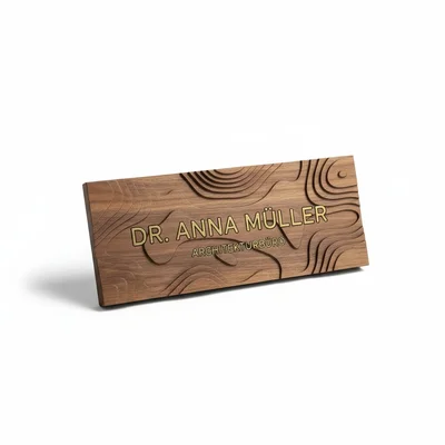 Desktop-Nameplate mit 3D-Topografie-Linien (abstrakt)