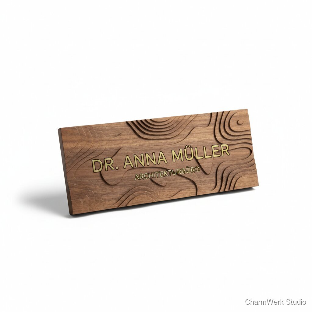 Desktop-Nameplate mit 3D-Topografie-Linien (abstrakt)