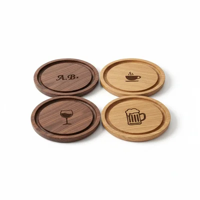 Edelholz-Untersetzer mit gefräster Tropfkante