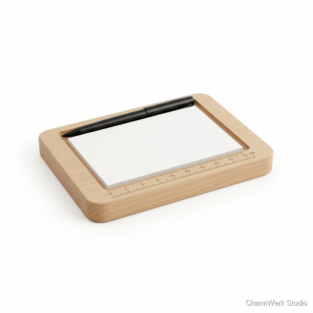 CNC-gefräster Notizblockhalter mit Lineal-Kante