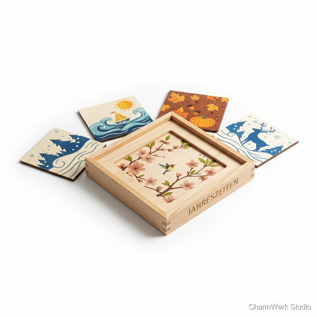 CNC-gefrästes „Jahreszeiten“-Tablett mit Wechsel-Inlay