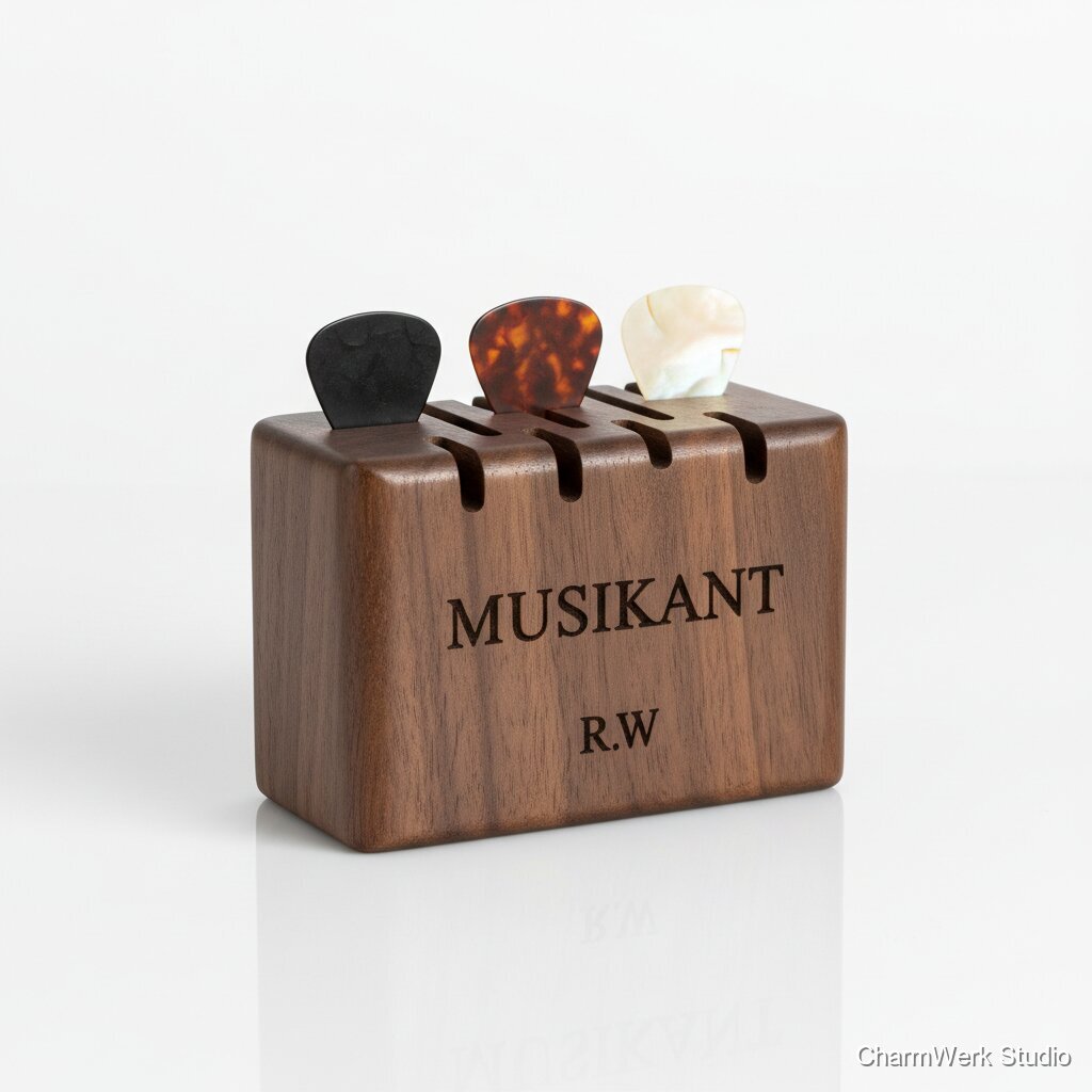 CNC-gefräster Gitarrenplektrum-Halter mit Namenszug