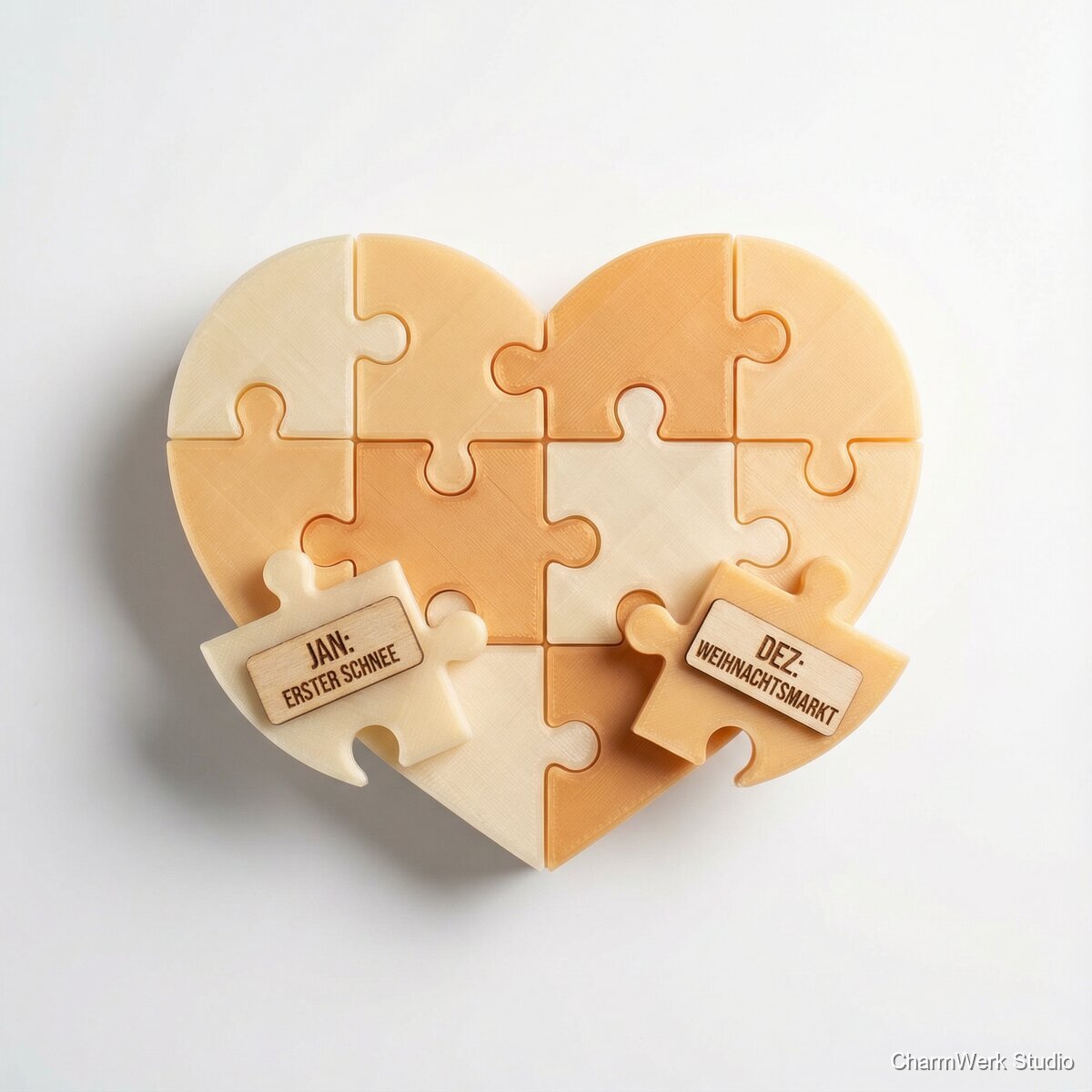 3D-gedrucktes Herz-Puzzle mit 12 Teilen