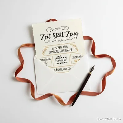 Personalisierter Weihnachtsbrief „Zeit statt Zeug“ im Kuvert