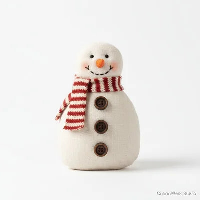 Handgefertigter Stoff-Schneemann als Dekofigur
