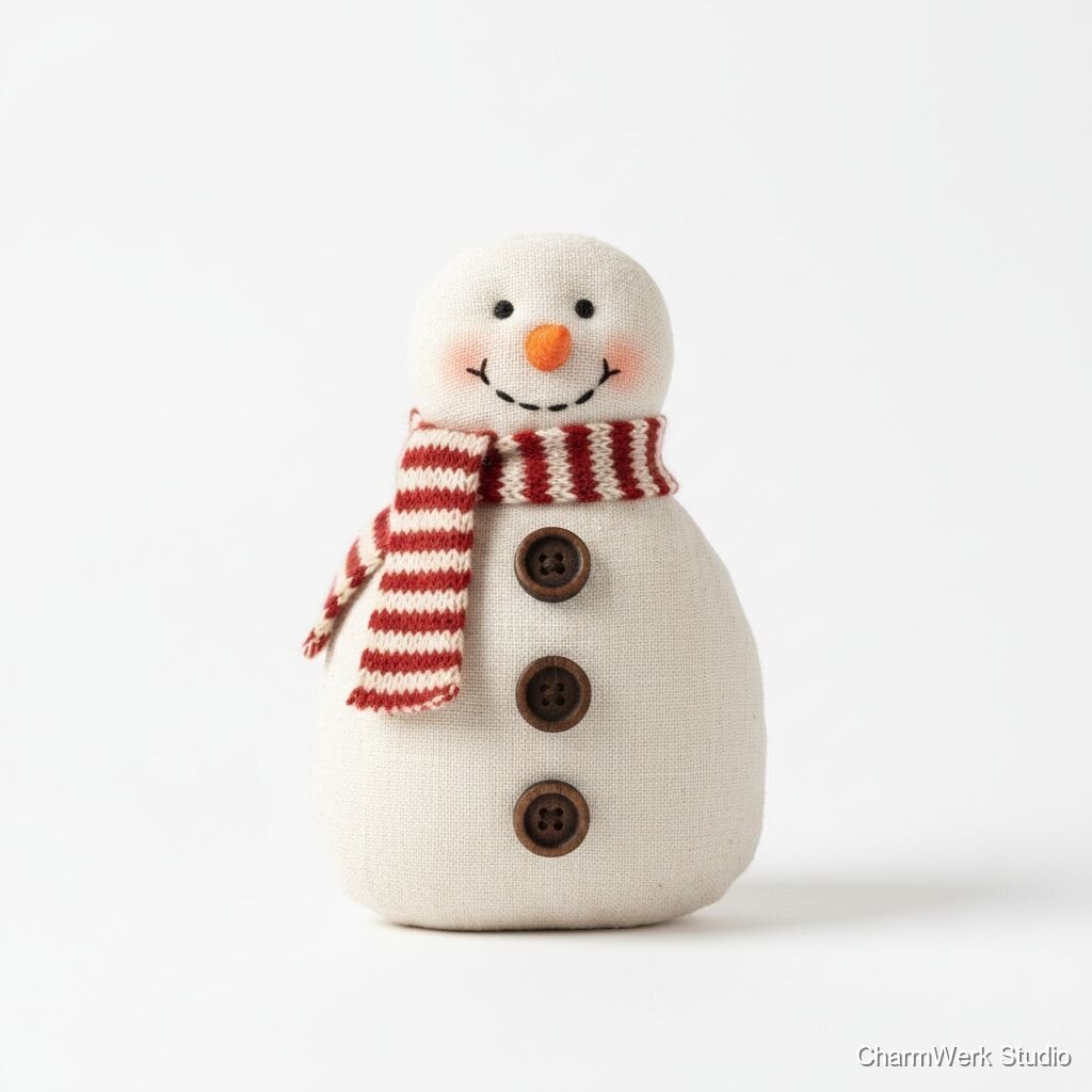 Handgefertigter Stoff-Schneemann als Dekofigur