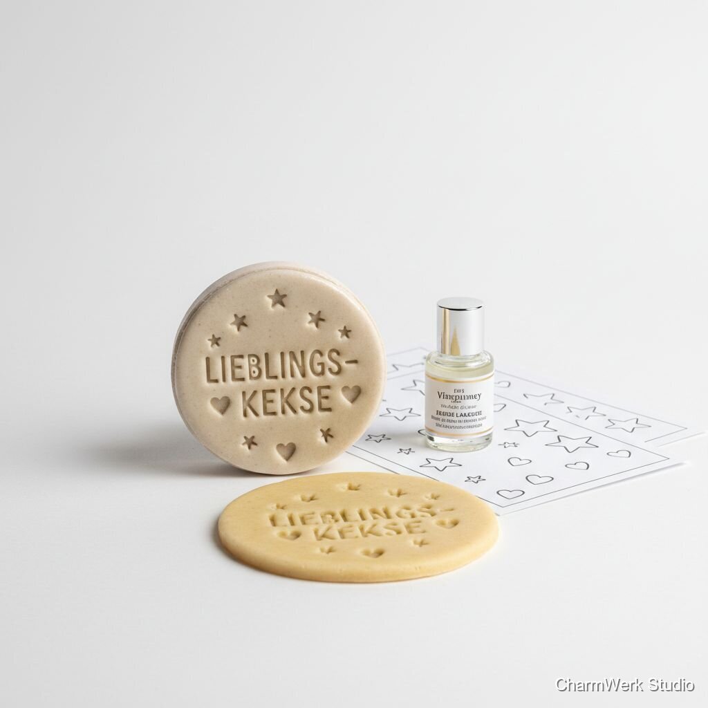 Handgefertigter „Plätzchen-Stempel“ aus Modelliermasse