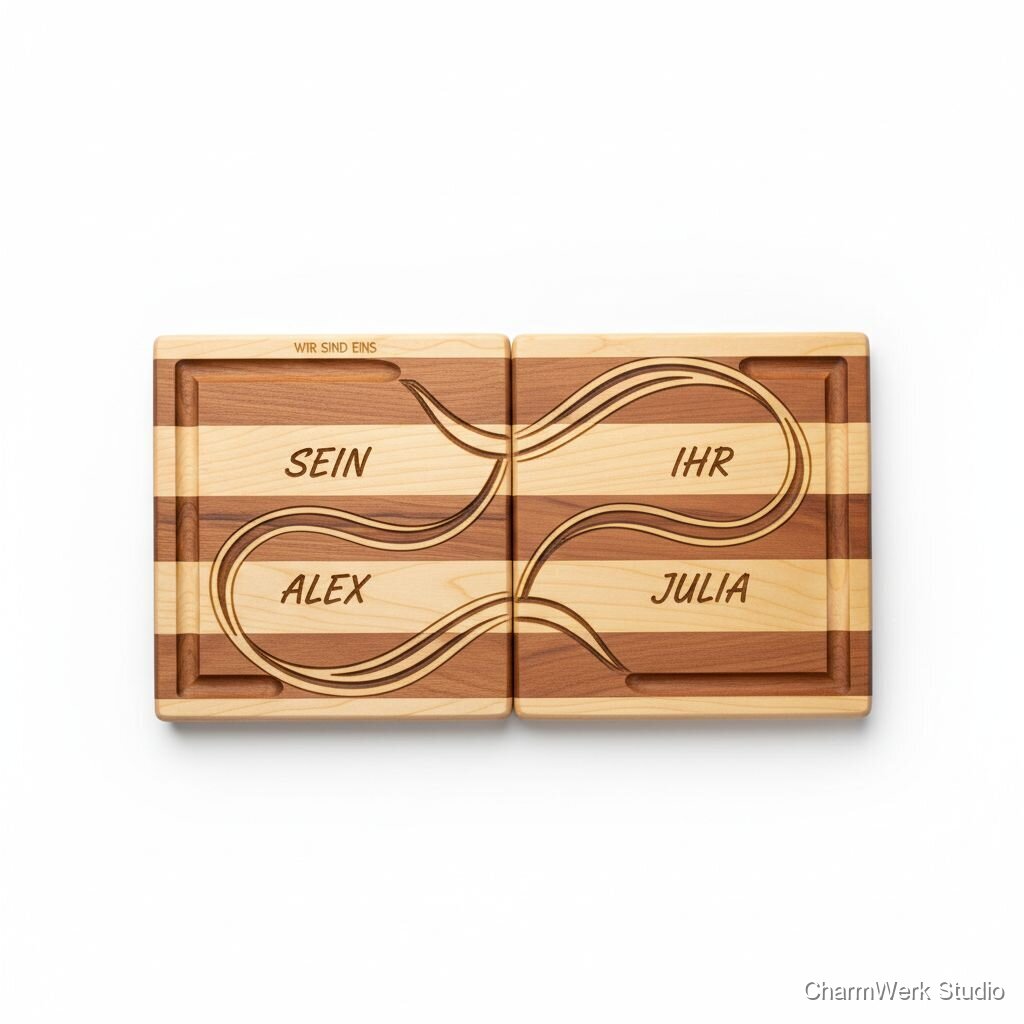 CNC-gefäste Frühstücksbrettchen „Sein & Ihr“ Set