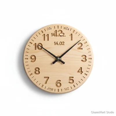 CNC-Uhr „Zeit mit dir“ mit gefrästem Zifferblatt