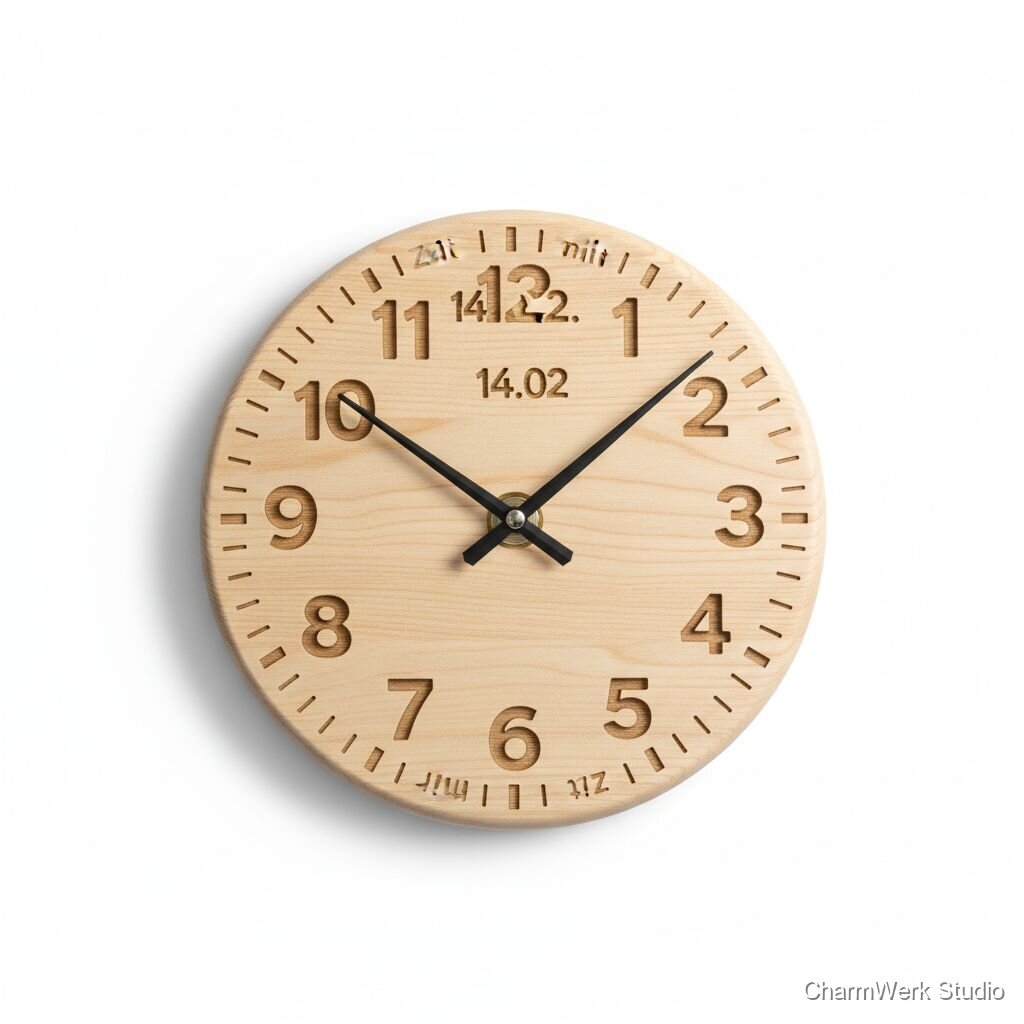 CNC-Uhr „Zeit mit dir“ mit gefrästem Zifferblatt