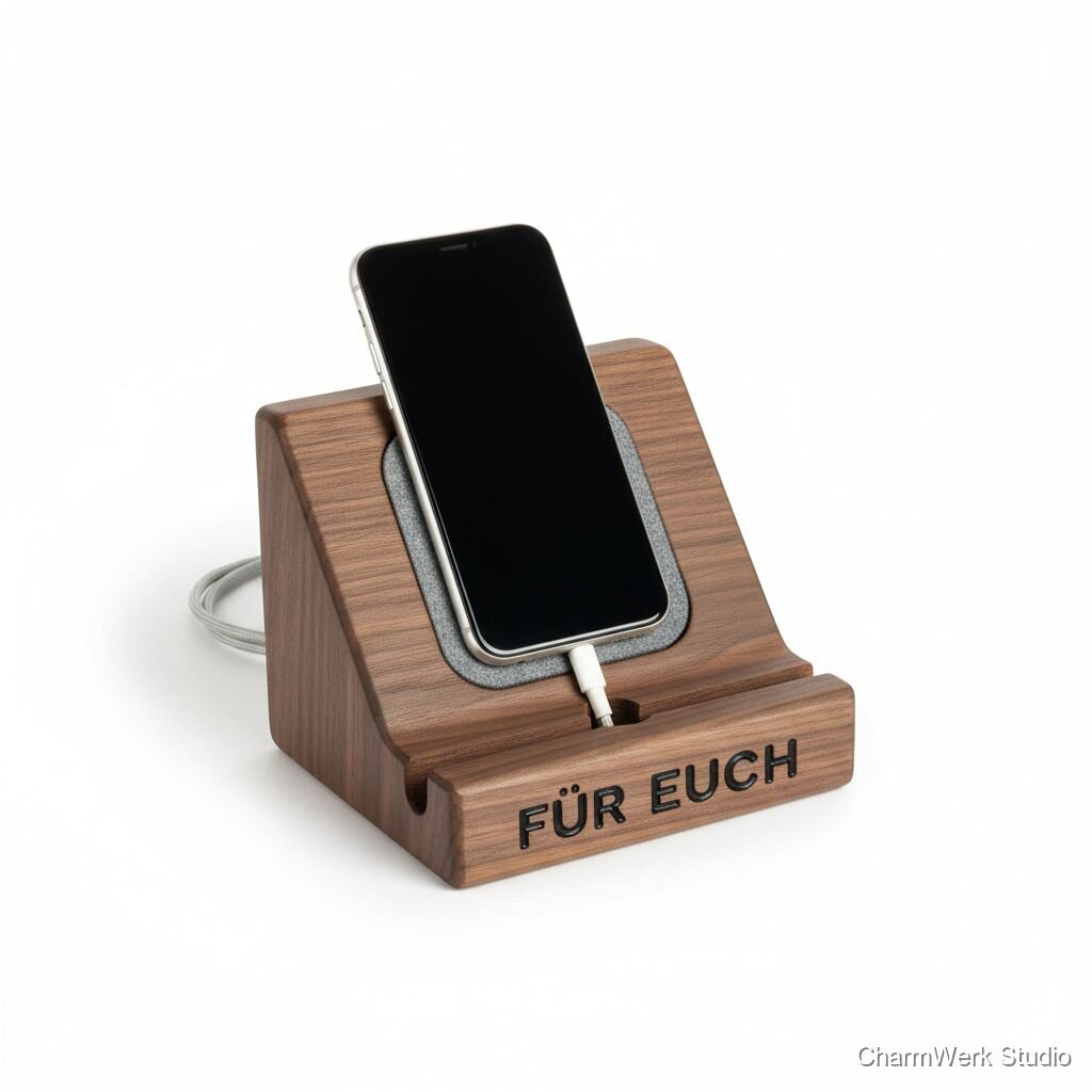 CNC-gefäste Handy-Dockstation mit Liebesbotschaft
