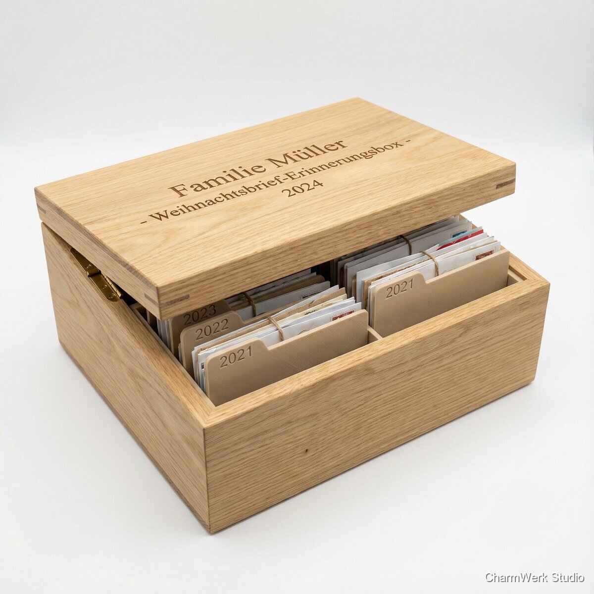 „Weihnachtsbrief“-Erinnerungsbox mit Gravur und 3D-Trennern