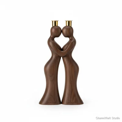 CNC-gefäste „Paar-Silhouette“ als Kerzenhalter-Duo