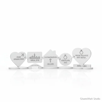 Liebes-Storyboard als steckbare 3D-Panel-Reihe