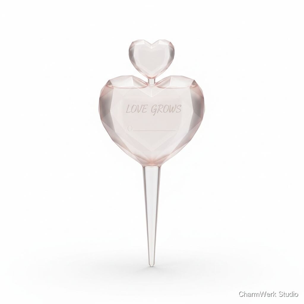 Herzförmige Pflanzen-„Love Grows“-Gießhilfe
